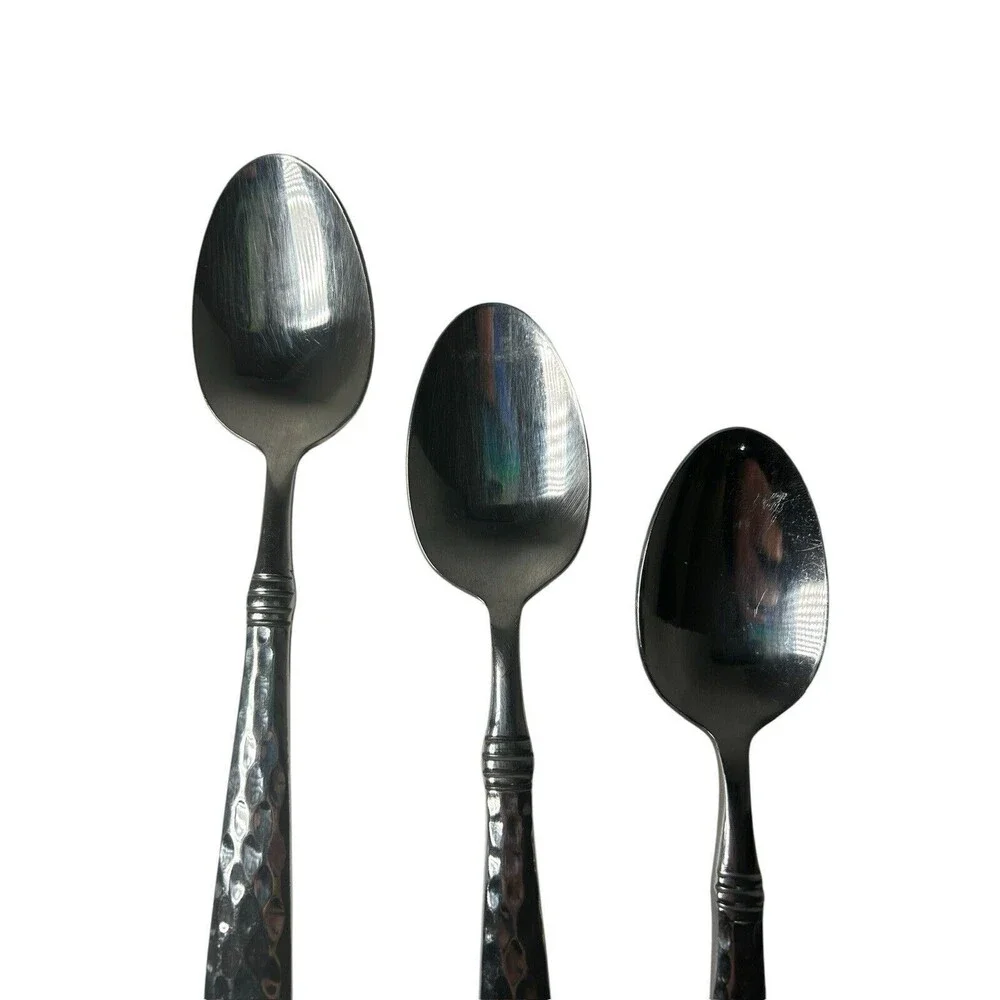CAMBRIDGE MAJESTY HAMMERED STAINLESS FLATWARE SERVING SPOON- Hard To Find
